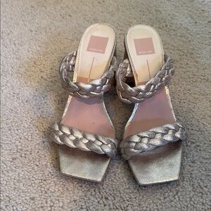 Dolce Vita Silver Heels with Braided Design